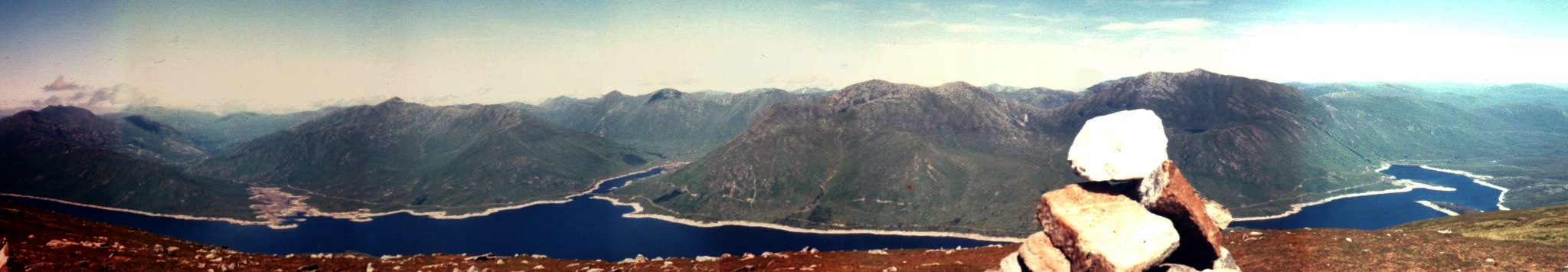 Panorama of the peaks to the north of Loch Quoich from Gairich in Knoydart