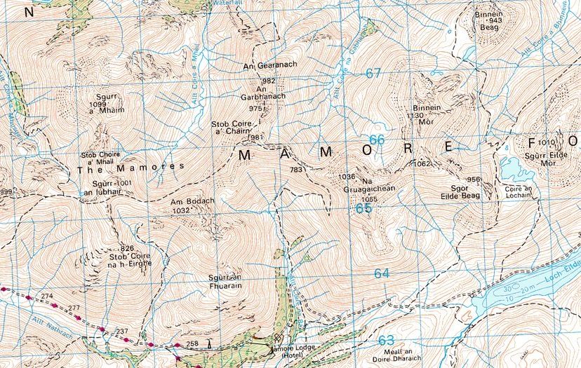Map of the Mamores