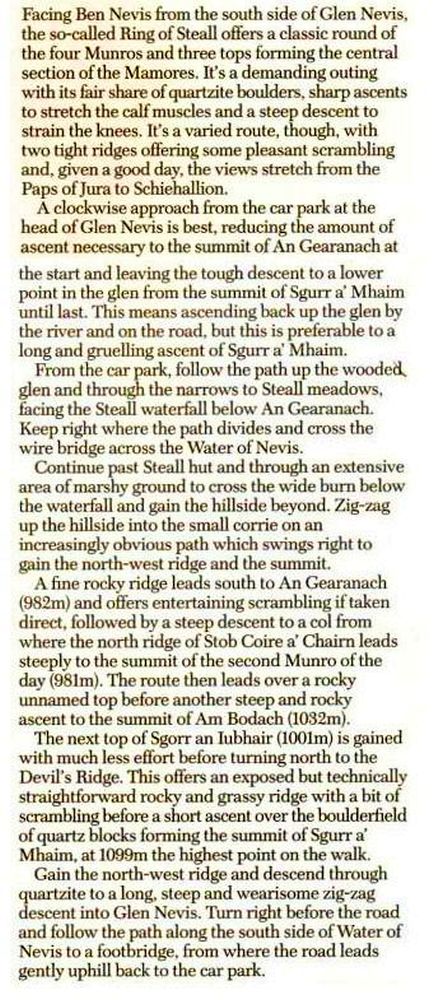 The Ring of Steall - Route Description