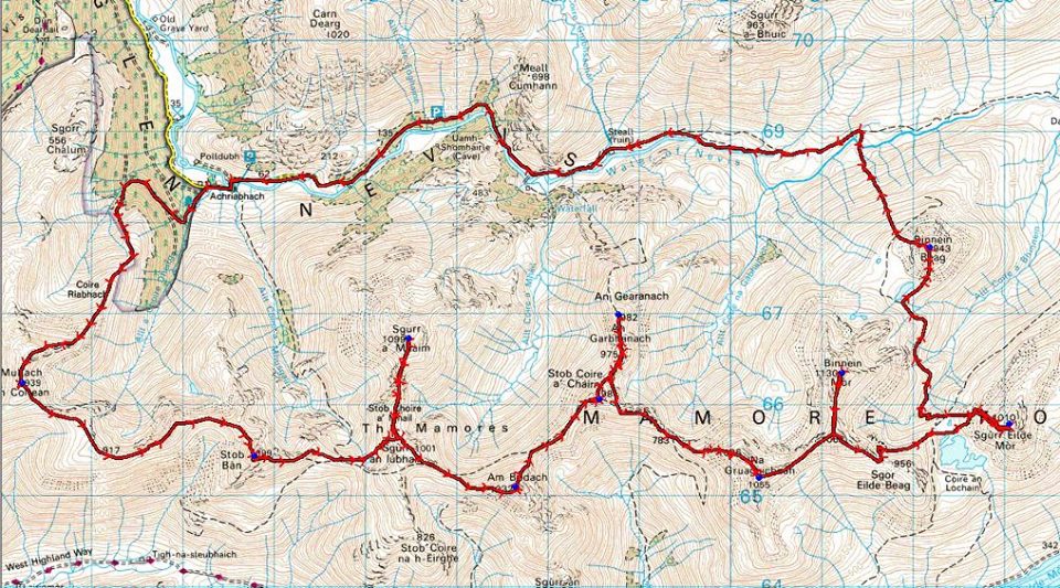 Route Map of the Mamores