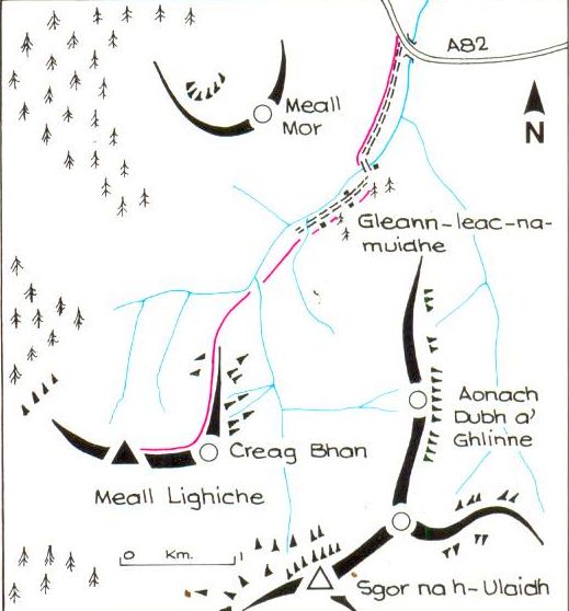Route Map of Meall Ligiche