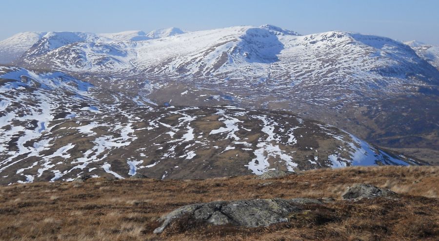 Meall Buidhe and Cam Chreag from summit of Meall nam Maigheach