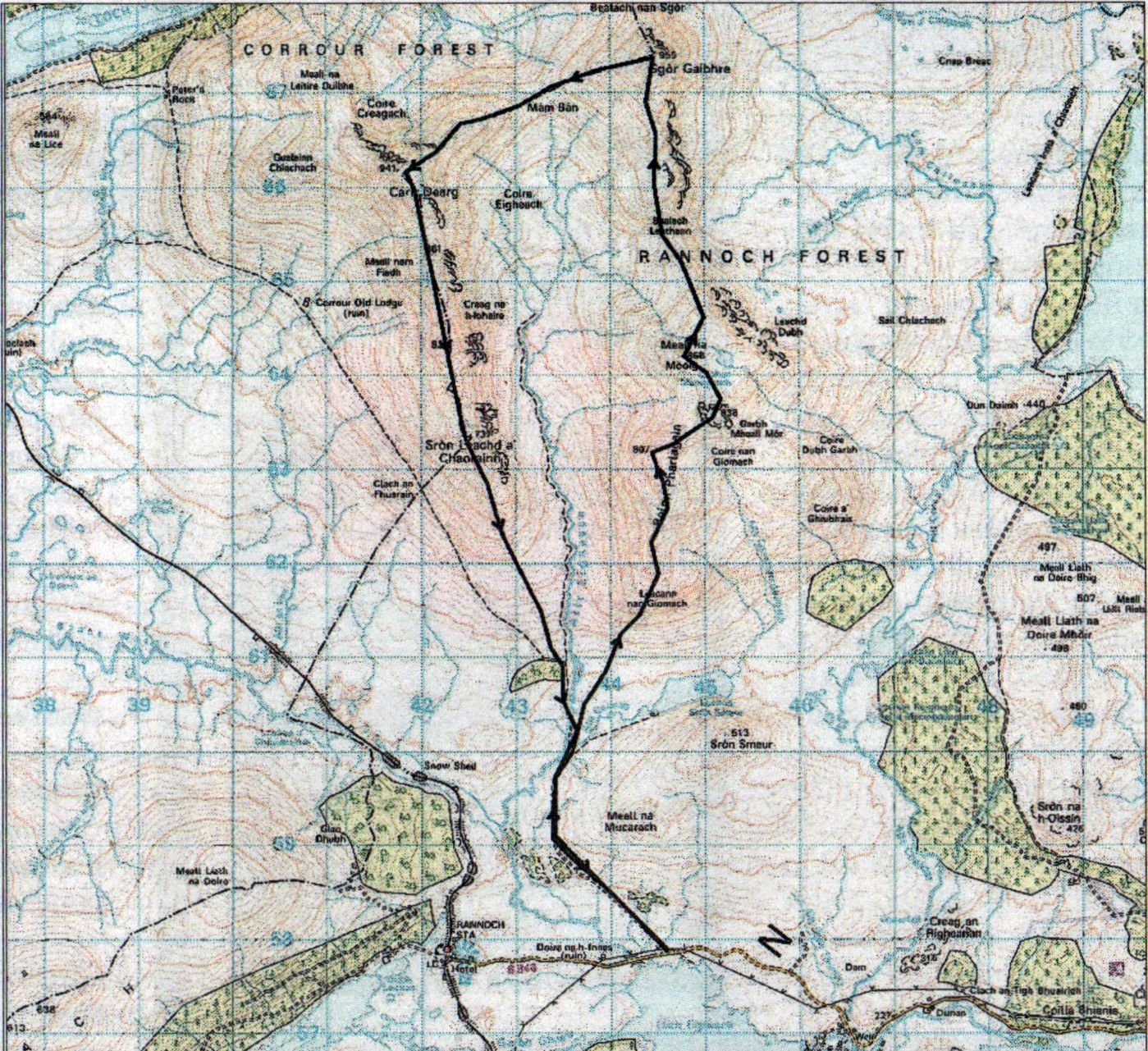 Route Map of Meall na Meoig