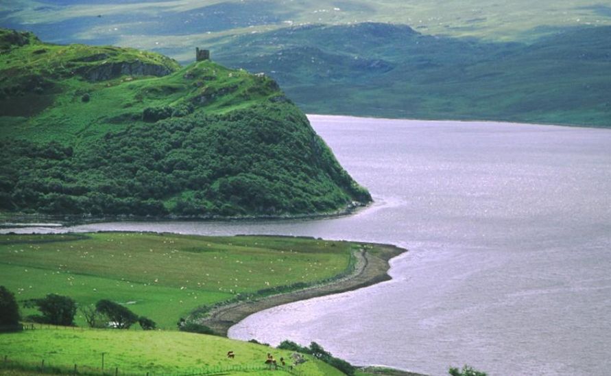 Castle Varrich above the Kyles of Tongue on the Northern Coast of Scotland