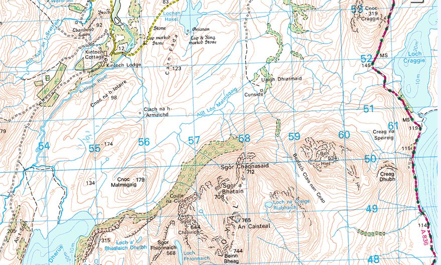 Map of Ben Loyal in Highlands of Northern Scotland