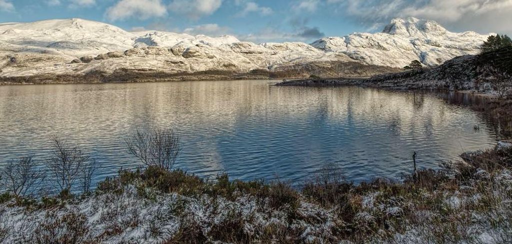 Slioch in winter from Loch Maree in the North West Highlands of Scotland