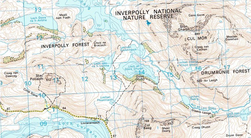 Location Map for Stac Pollaidh and Cul Beag in Wester Ross in the NW Highlands of Scotland