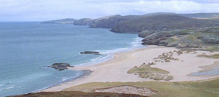The beach at Sandwood Bay in Sutherland on the North West coast of Scotland