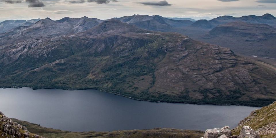 Beinn Eighe above Loch Maree from Slioch in the North West Highlands of Scotland