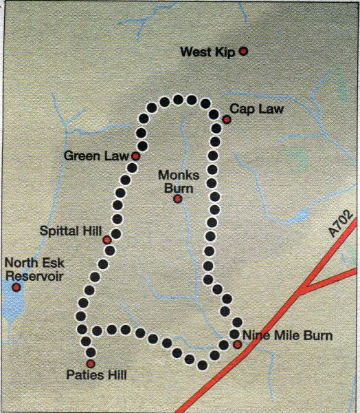 Route Map for Monks Burn Circuit