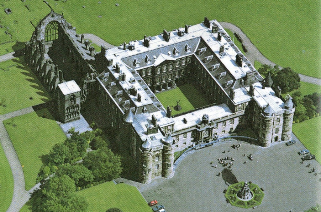 Aerial view of Holyrood Palace in Edinburgh