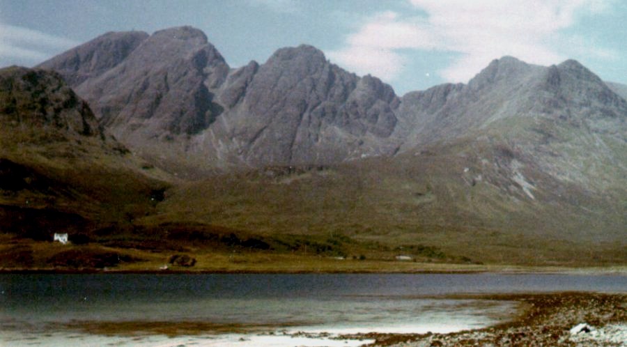 Blaven ( Bla Bheinn ) from Loch Slapin on Isle of Skye in Western Islands of Scotland