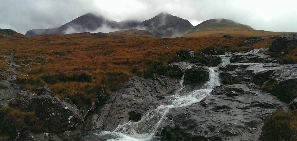 Falls beneath Sgurr nan Gillean on the Skye Ridge from Sligichan