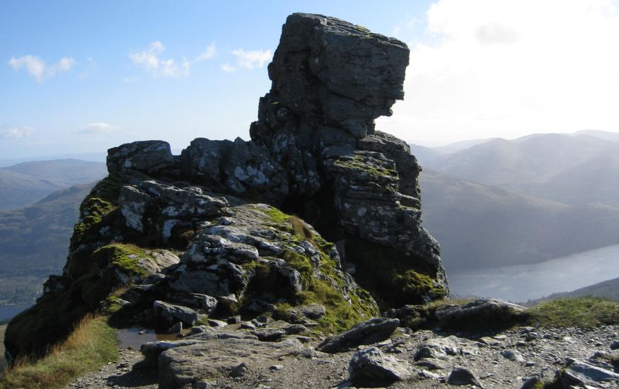 Summit of Ben Arthur - the Cobbler - in the Southern Highlands of Scotland