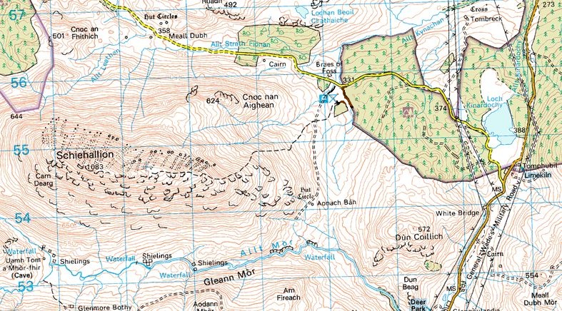 Map and access route for Schiehallion