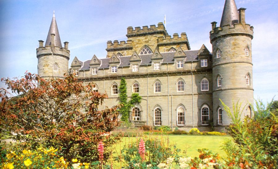 Inveraray Castle on Loch Fyne in Argylleshire in the Southern Highlands of Scotland