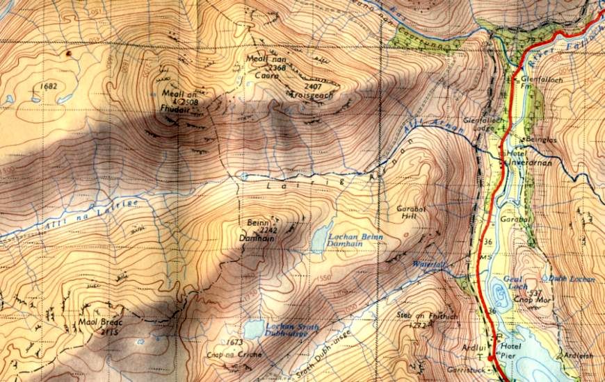 Map of Troisgeach and Meall an Fhudair