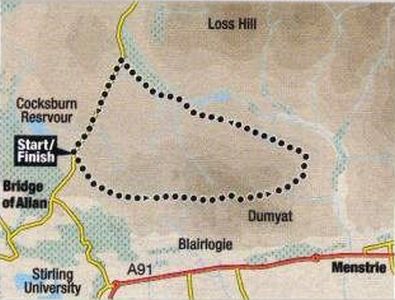 Route Map for Dumyat in the Ochil Hills