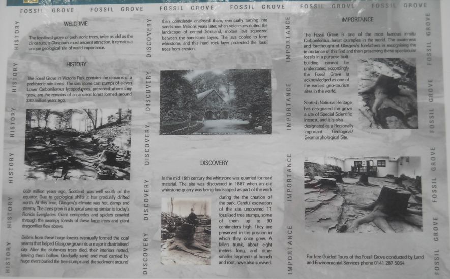 Information board at the Fossil Grove in Victoria Park