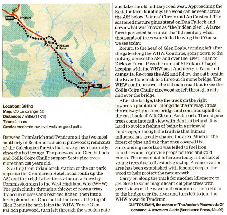 Map and Route Description of The West Highland Way from Crianlarich to Tyndrum