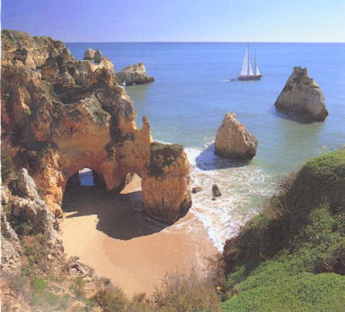 Praia dos Tres Irmaos at Alvor in The Algarve in Southern Portugal