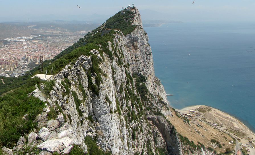 Top of The Rock of Gibraltar on the Mediterranean Coast of the Iberian Peninsula