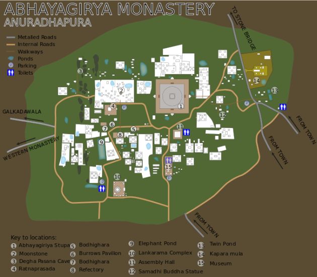 Map of Abhayagiri Dagoba ( "fearless Giri" ) in Anuradhapura