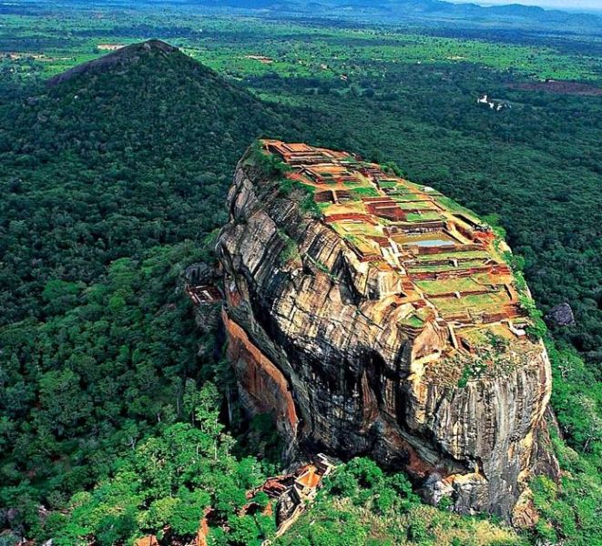 Aerial view of Rock Fortress City at Sigiriya