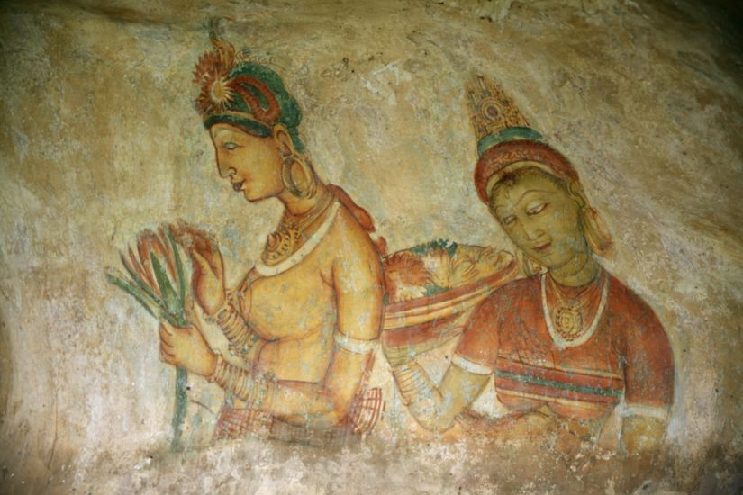 Fresco at the Rock Fortress City at Sigiriya