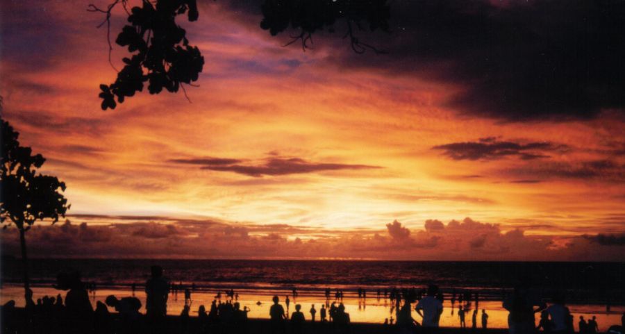 Sunset at Kuta Beach on the Indonesian Island of Bali