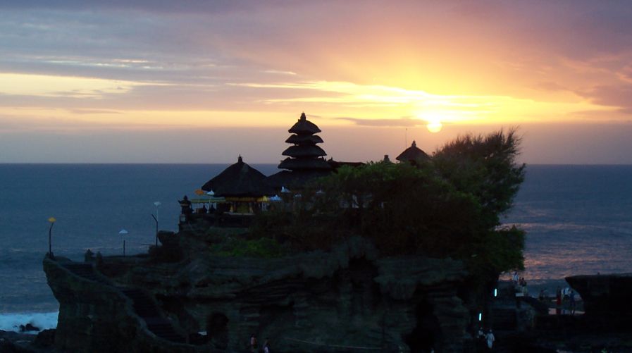 Sunset at Tanah Lot on the Indonesian Island of Bali