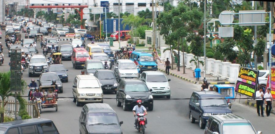 Traffic in Medan in Northern Sumatra