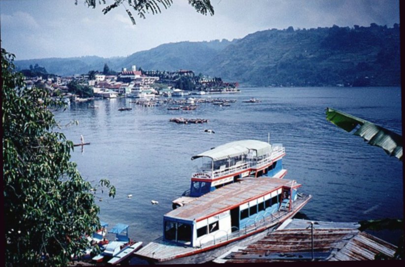 Parapat and ferry boats on Lake Toba in Sumatra