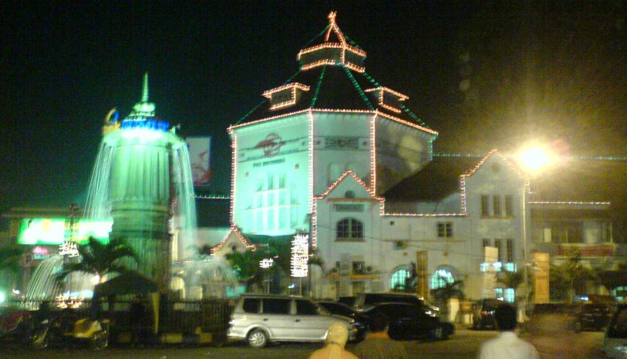 Nightime Illuminations in Medan in Northern Sumatra