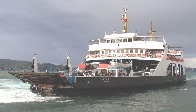 Car Ferry across Dardanelles ( Hellespont ) to Canakkale