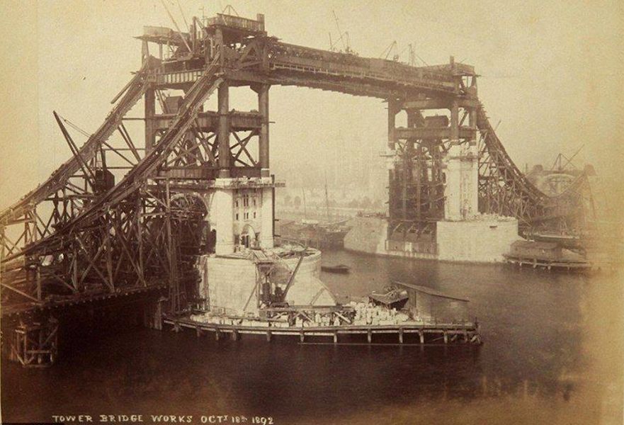 Tower Bridge under construction