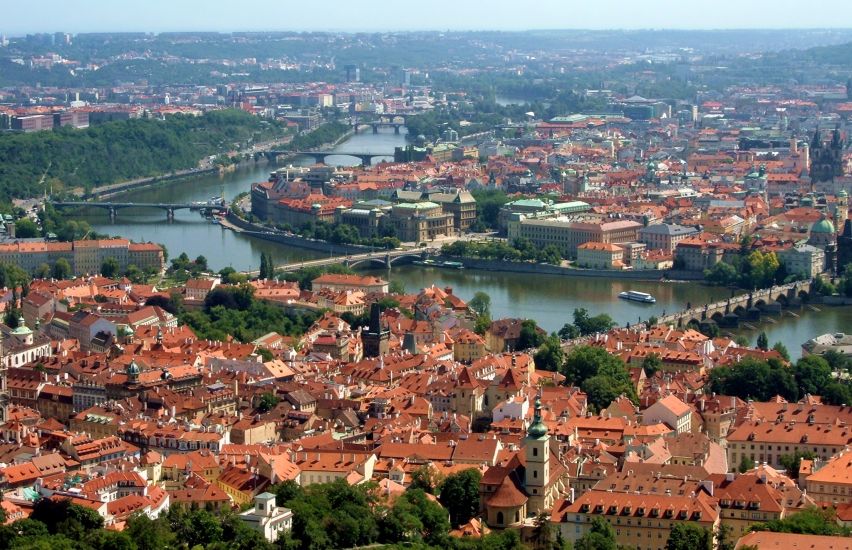 River Vltava flowing through Prague in Czech Republic