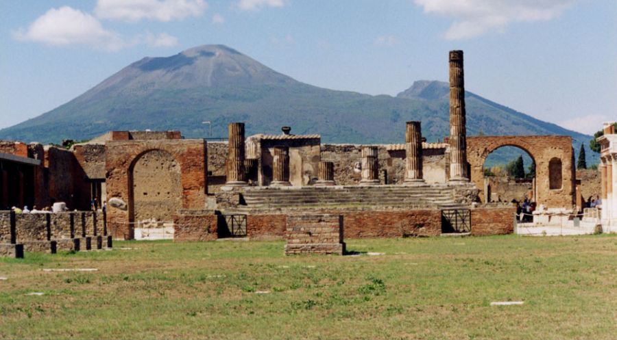 Mount Vesuvius from Pompeii in Italy