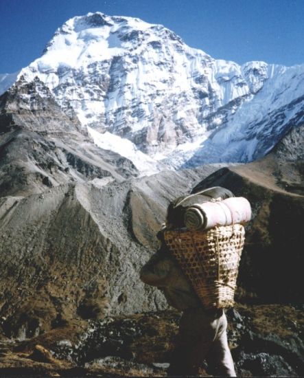 Mt. Chamlang on descent from Mera La into the Hongu Valley, Nepal Himalaya
