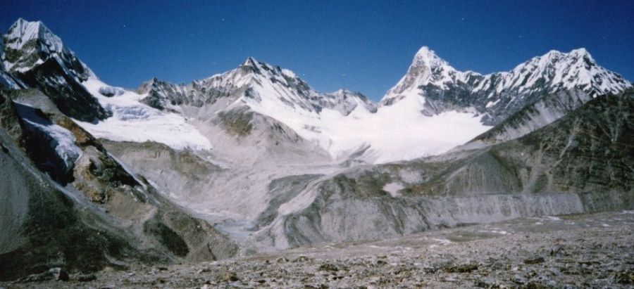 Mingbo La and Ama Dablam from Rock Peak in Hongu Valley, Nepal Himalaya