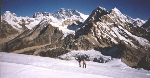 Everest on ascent of Mera Peak on Hongu Valley Climbing Trek, Nepal Himalaya