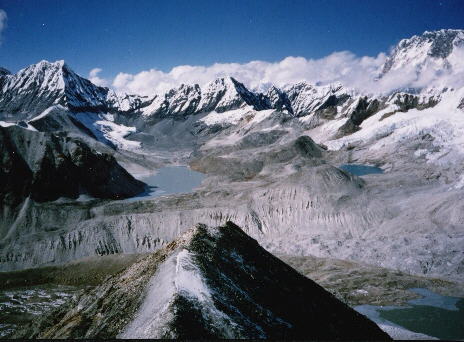 Hongu Panch Pokhari from Rock Peak in Hongu Valley, Nepal Himalaya