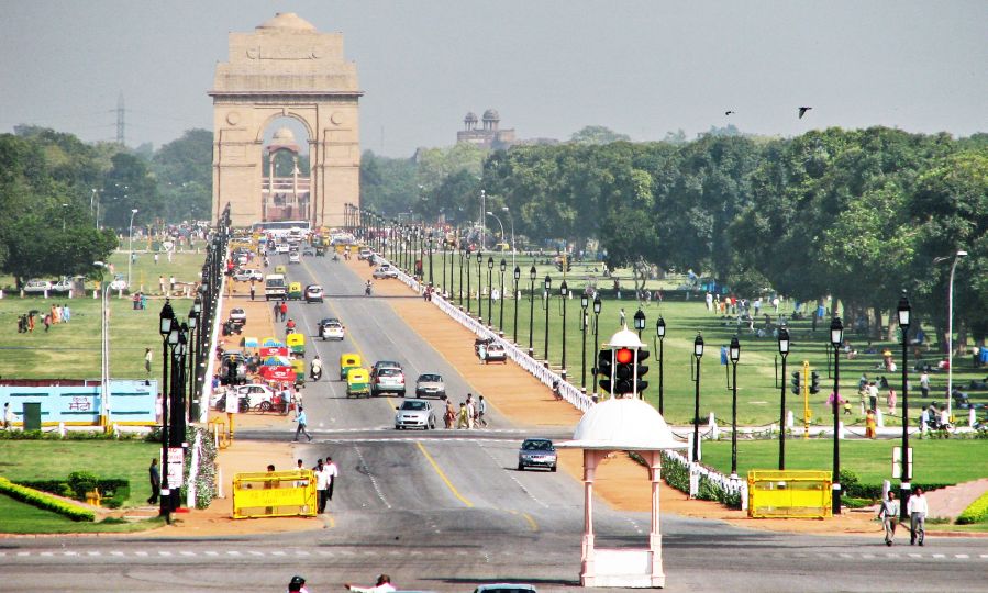 India Gate on Raj Path in Delhi