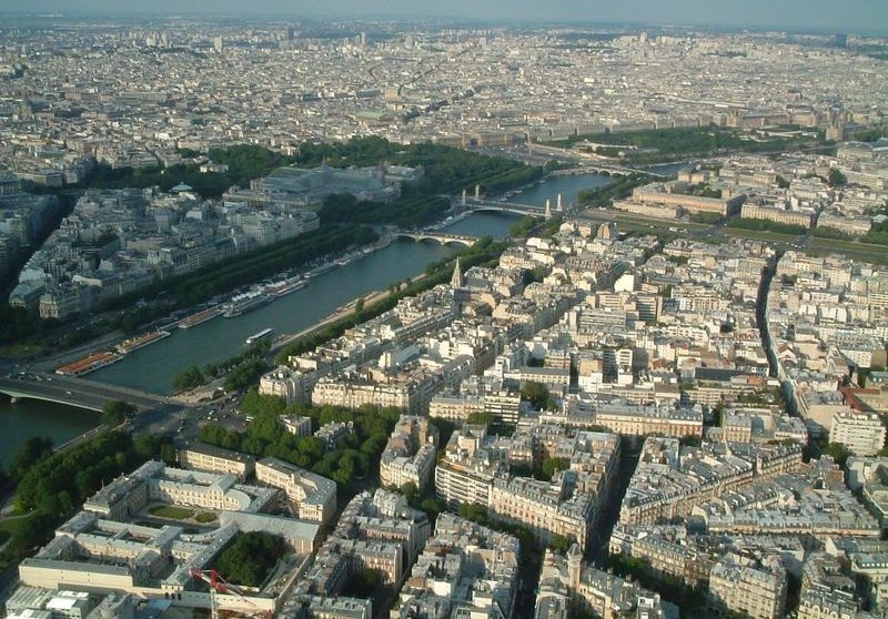 View of Paris and the River Seine from the Eiffel Tower 