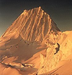 Sunset on Alpamayo in Andes of Peru
