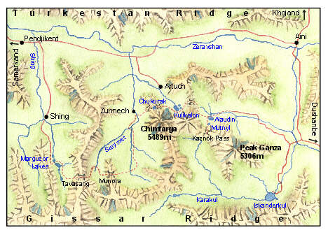 Fann Mountains location map