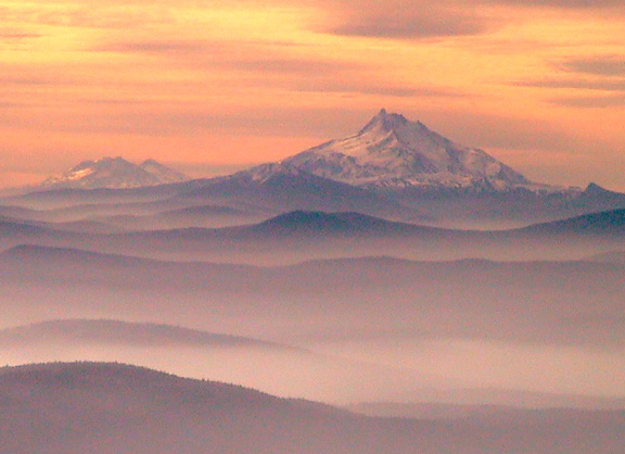 View of Mount Jefferson from Mount Hood in Oregon, USA