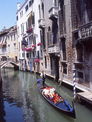 Gondola in Canal in Venice