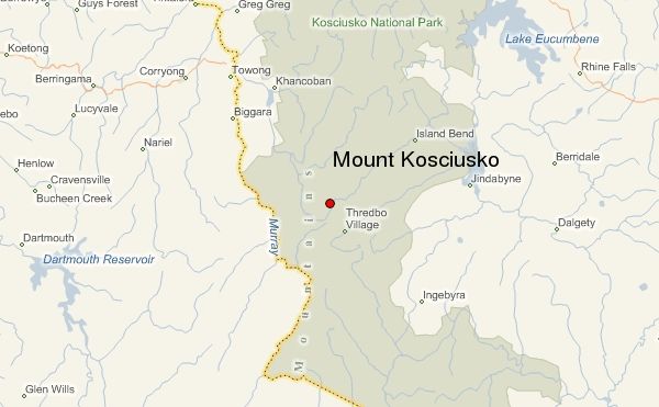 Map for Mount Kosciusko , Snowy Mountains, Australia