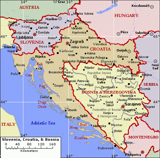 Map Of Croatia And Montenegro Map of The Balkans: Slovenia, Croatia, Bosnia, Serbia, Macedonia 